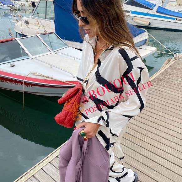 BLOGGERS FAV ZARA GEOMETRIC PRINTED LONG SLEEVES SHIRT - Picture 8 of 14